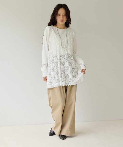 DISCOAT(ディスコート)の「【Noka】前後2WAYリブプルオーバー《WEB限定》(Tシャツ/カットソー・レディース・オフホワイト/ブラック/ライトグレー/サックスブルー・FREE)」の8枚目の写真