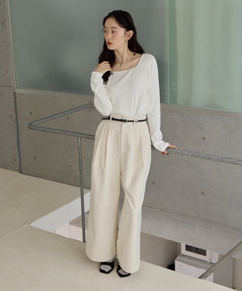 DISCOAT(ディスコート)の「【Noka】前後2WAYリブプルオーバー《WEB限定》(Tシャツ/カットソー・レディース・オフホワイト/ブラック/ライトグレー/サックスブルー・FREE)」の15枚目の写真