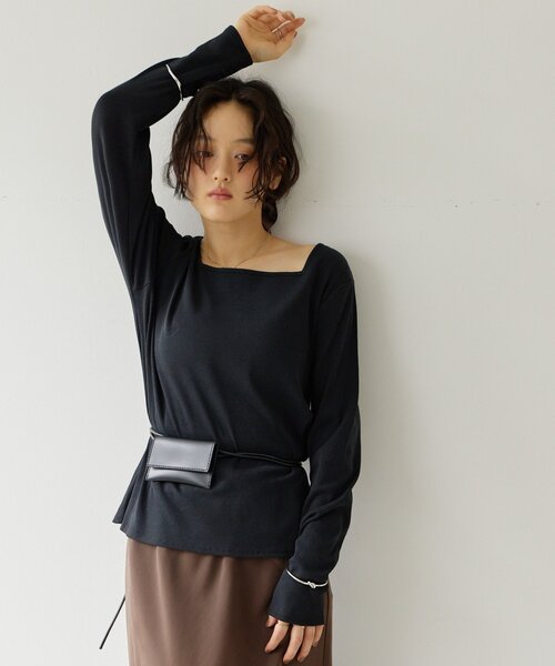 DISCOAT(ディスコート)の「【Noka】前後2WAYリブプルオーバー《WEB限定》(Tシャツ/カットソー・レディース・オフホワイト/ブラック/ライトグレー/サックスブルー・FREE)」の20枚目の写真
