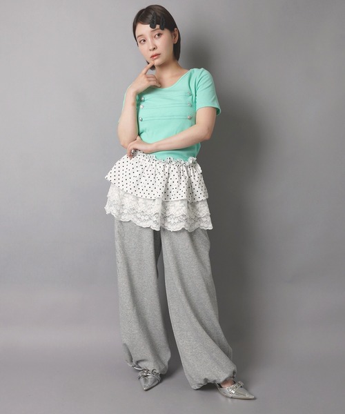 SPINNS（スピンズ）の「ナポレオン半袖カットソー/ストリート女子（Tシャツ/カットソー・レディース・ミント/ブラック/オフホワイト/ピンク・ONESIZE）」の16枚目の写真