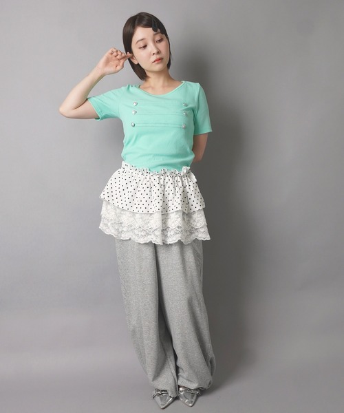 SPINNS（スピンズ）の「ナポレオン半袖カットソー/ストリート女子（Tシャツ/カットソー・レディース・ミント/ブラック/オフホワイト/ピンク・ONESIZE）」の17枚目の写真