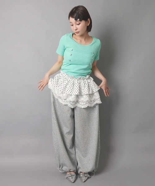 SPINNS（スピンズ）の「ナポレオン半袖カットソー/ストリート女子（Tシャツ/カットソー・レディース・ミント/ブラック/オフホワイト/ピンク・ONESIZE）」の18枚目の写真