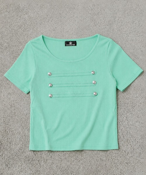SPINNS（スピンズ）の「ナポレオン半袖カットソー/ストリート女子（Tシャツ/カットソー・レディース・ミント/ブラック/オフホワイト/ピンク・ONESIZE）」の22枚目の写真