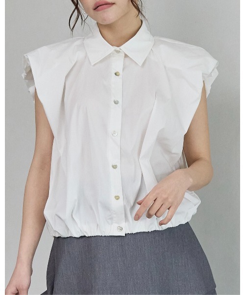 BIRTHDAY BASH(バースデイバッシュ)の「PUFFY NS SHIRT TOPS(パフNSシャツトップス)(シャツ/ブラウス・レディース・ミント/ホワイト・FREE)」の2枚目の写真