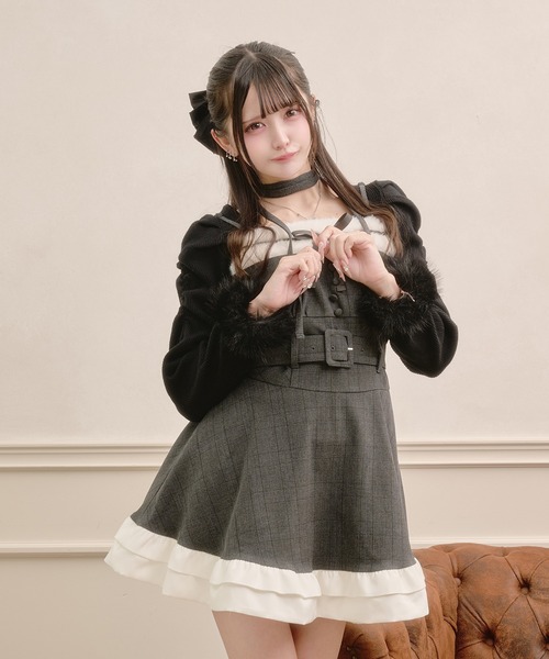 Pal elfy(パルエルフィー)の「ウエストリボン付きシアーカーディガン(カーディガン/ボレロ・レディース・オフホワイト/ブラック・フリー)」の4枚目の写真