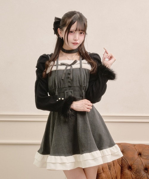 Pal elfy(パルエルフィー)の「ウエストリボン付きシアーカーディガン(カーディガン/ボレロ・レディース・オフホワイト/ブラック・フリー)」の5枚目の写真