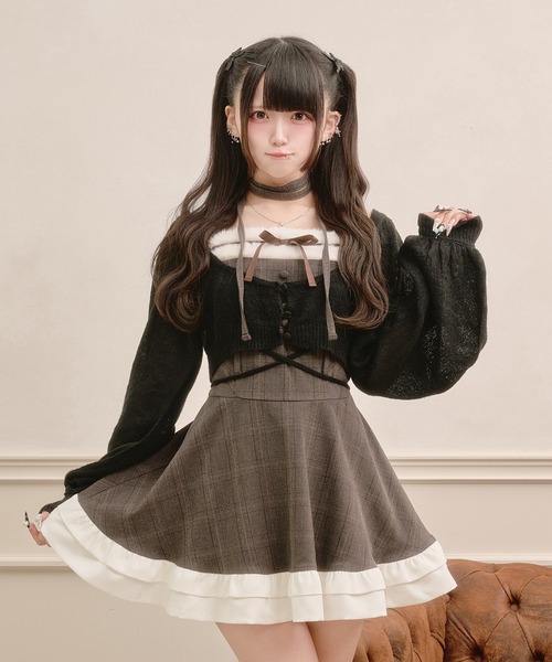 Pal elfy(パルエルフィー)の「ウエストリボン付きシアーカーディガン(カーディガン/ボレロ・レディース・オフホワイト/ブラック・フリー)」の3枚目の写真
