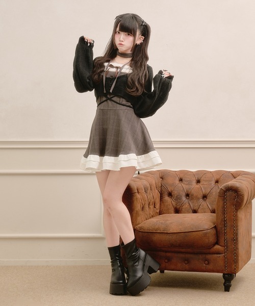 Pal elfy(パルエルフィー)の「ウエストリボン付きシアーカーディガン(カーディガン/ボレロ・レディース・オフホワイト/ブラック・フリー)」の10枚目の写真
