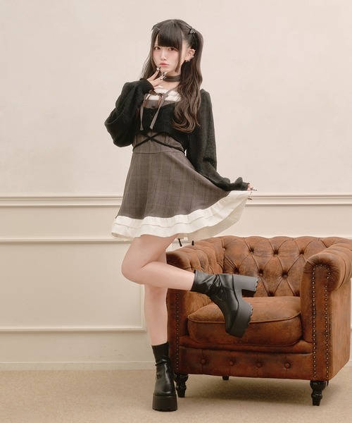 Pal elfy(パルエルフィー)の「ウエストリボン付きシアーカーディガン(カーディガン/ボレロ・レディース・オフホワイト/ブラック・フリー)」の12枚目の写真