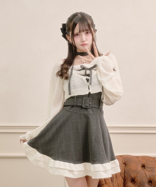 Pal elfy(パルエルフィー)の「ウエストリボン付きシアーカーディガン(カーディガン/ボレロ・レディース・オフホワイト/ブラック・フリー)」の14枚目の写真