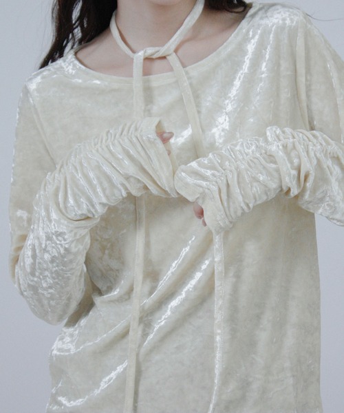 Social GIRL（ソーシャルガール）の「チョーカー付き ベロア シャーリングトップス 長袖（Tシャツ/カットソー・レディース・ブラウン/ブラック/アイボリー・M）」の10枚目の写真