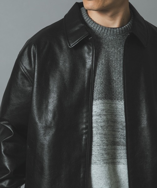 ITEMS URBANRESEARCH(アイテムズ アーバンリサーチ)の「ポイントカラーF.L. Zip Upジャケット(ライダースジャケット・メンズ・ブラウン/ブラック・LARGE/MEDIUM)」の3枚目の写真