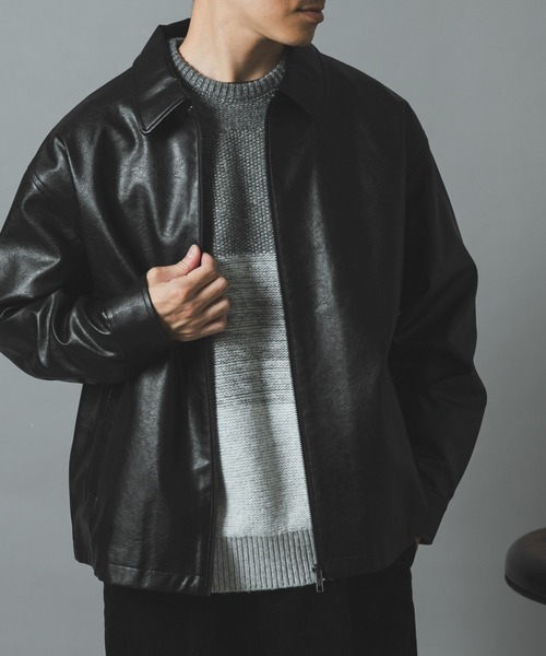 ITEMS URBANRESEARCH(アイテムズ アーバンリサーチ)の「ポイントカラーF.L. Zip Upジャケット(ライダースジャケット・メンズ・ブラウン/ブラック・LARGE/MEDIUM)」の5枚目の写真
