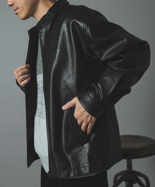 ITEMS URBANRESEARCH(アイテムズ アーバンリサーチ)の「ポイントカラーF.L. Zip Upジャケット(ライダースジャケット・メンズ・ブラウン/ブラック・LARGE/MEDIUM)」の7枚目の写真