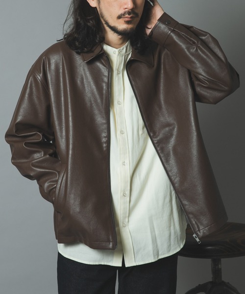 ITEMS URBANRESEARCH(アイテムズ アーバンリサーチ)の「ポイントカラーF.L. Zip Upジャケット(ライダースジャケット・メンズ・ブラウン/ブラック・LARGE/MEDIUM)」の13枚目の写真