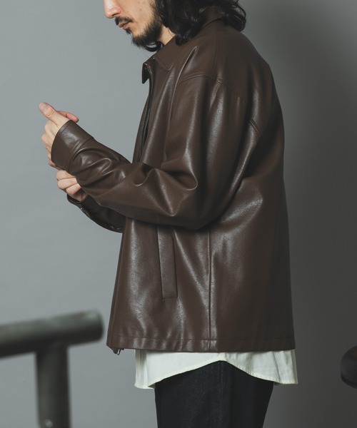 ITEMS URBANRESEARCH(アイテムズ アーバンリサーチ)の「ポイントカラーF.L. Zip Upジャケット(ライダースジャケット・メンズ・ブラウン/ブラック・LARGE/MEDIUM)」の15枚目の写真