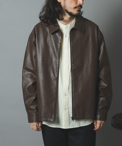 ITEMS URBANRESEARCH(アイテムズ アーバンリサーチ)の「ポイントカラーF.L. Zip Upジャケット(ライダースジャケット・メンズ・ブラウン/ブラック・LARGE/MEDIUM)」の16枚目の写真