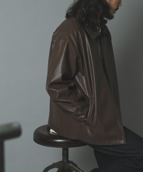 ITEMS URBANRESEARCH(アイテムズ アーバンリサーチ)の「ポイントカラーF.L. Zip Upジャケット(ライダースジャケット・メンズ・ブラウン/ブラック・LARGE/MEDIUM)」の18枚目の写真