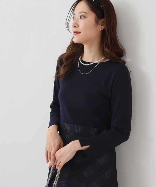 COUP DE CHANCE（クードシャンス）の「【手洗い可／日本製】ニットドッキングフレアワンピース（ワンピース・レディース・ベージュ系その他7/ブラック系4/ネイビー系4・34/38）」の9枚目の写真