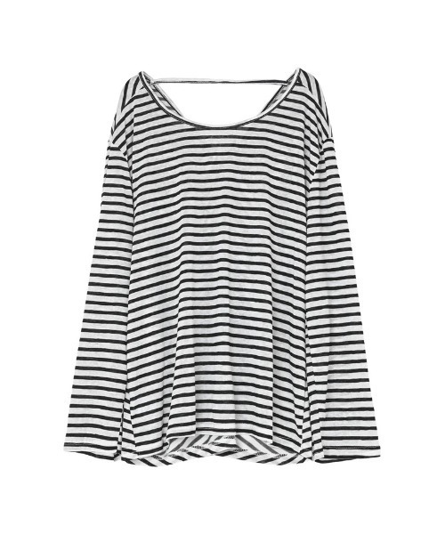 Re:EDIT(リエディ)の「バックオープンツイストシアートップス(Tシャツ/カットソー・レディース・ホワイト/ブラック/グレー/ブラック×ホワイト・FREE)」の20枚目の写真
