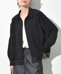 デシン裾レースデザインブラウス