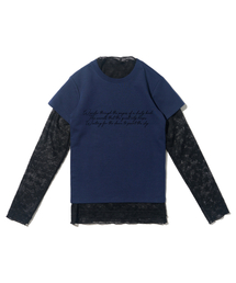 スタシースルーロングスリーブレイヤードシークレット半袖Tシャツセット(ブラック/ネイビー)