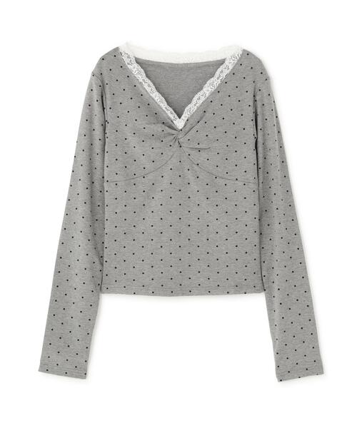 FREE'S MART（フリーズマート）の「レース付きフロントデザインカットソー（Tシャツ/カットソー・レディース・ホワイト系その他/ブラック系その他/グレー系その他・FREE）」の3枚目の写真