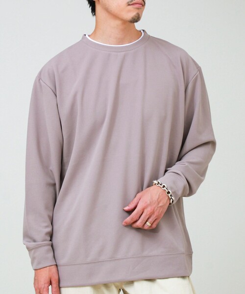 GLOSTER(グロスター)の「【1枚で完結】カルゼジョーゼットフェイクレイヤーロングスリーブT ロンT(Tシャツ/カットソー・メンズ・ベージュ/ブラック/オリーブ・S/M/L)」の3枚目の写真