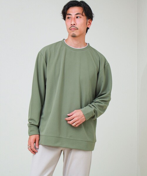 GLOSTER(グロスター)の「【1枚で完結】カルゼジョーゼットフェイクレイヤーロングスリーブT ロンT(Tシャツ/カットソー・メンズ・ベージュ/ブラック/オリーブ・S/M/L)」の20枚目の写真