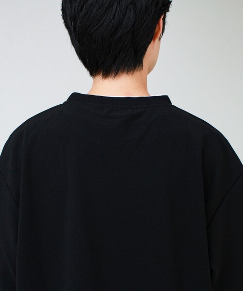 GLOSTER(グロスター)の「【1枚で完結】カルゼジョーゼットフェイクレイヤーロングスリーブT ロンT(Tシャツ/カットソー・メンズ・ベージュ/ブラック/オリーブ・S/M/L)」の6枚目の写真