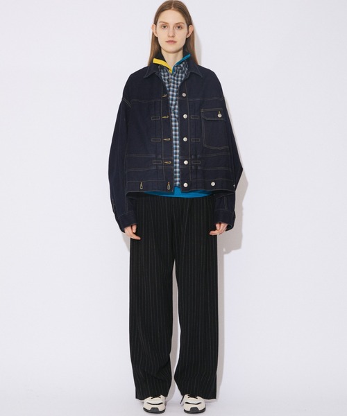 beautiful people（ビューティフルピープル）の「double-end selvedge denim blouson re-wash（デニムジャケット・レディース・インディゴブルー/ブラック・38）」の14枚目の写真