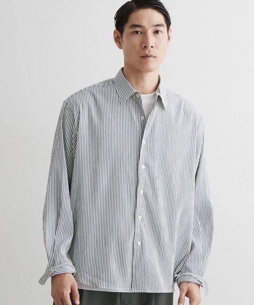 THE SHOP TK (ザ ショップ ティーケー )の「【洗濯機OK】ストライプクレープ長袖シャツ(シャツ/ブラウス・メンズ・ネイビー系2/グレー系2・02/03)」の2枚目の写真