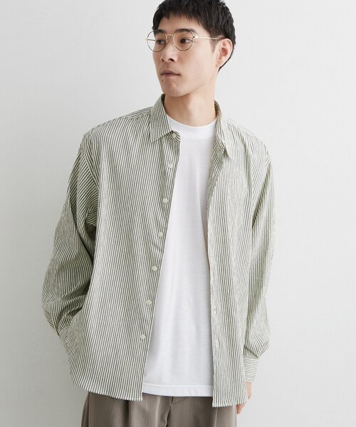 THE SHOP TK (ザ ショップ ティーケー )の「【洗濯機OK】ストライプクレープ長袖シャツ(シャツ/ブラウス・メンズ・ネイビー系2/グレー系2・02/03)」の16枚目の写真