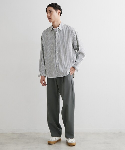 THE SHOP TK (ザ ショップ ティーケー )の「【洗濯機OK】ストライプクレープ長袖シャツ(シャツ/ブラウス・メンズ・ネイビー系2/グレー系2・02/03)」の10枚目の写真