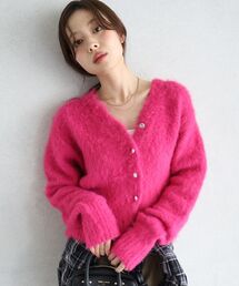 《WEB限定》ソフトシャギーVネックカーディガン