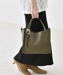 ポシェット付き バックル スクエア 2way ショルダー トート バッグ