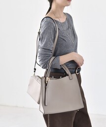 ポシェット付き バックル スクエア 2way ショルダー トート バッグ