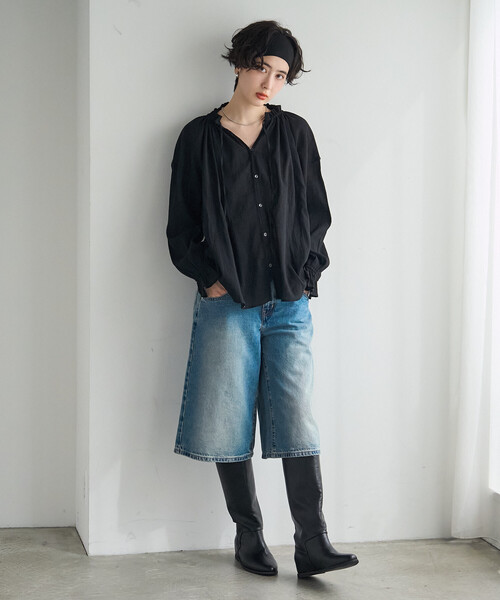 FREAK'S STORE(フリークスストア)の「ワッシャー加工ブラウス(シャツ/ブラウス・レディース・オフホワイト/ブラック・フリ-)」の18枚目の写真