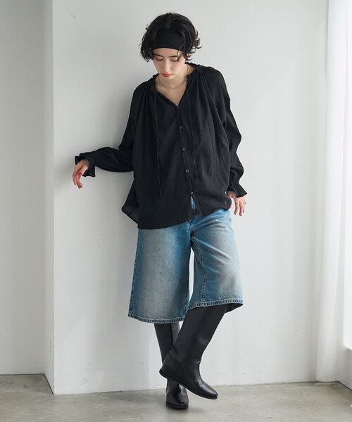 FREAK'S STORE(フリークスストア)の「ワッシャー加工ブラウス(シャツ/ブラウス・レディース・オフホワイト/ブラック・フリ-)」の19枚目の写真
