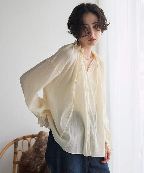 FREAK'S STORE(フリークスストア)の「ワッシャー加工ブラウス(シャツ/ブラウス・レディース・オフホワイト/ブラック・フリ-)」の12枚目の写真