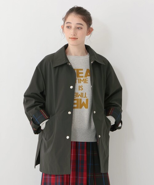 Afternoon Tea(アフタヌーンティー)の「【洗える】ステンカラーコート/Afternoon Tea Original Tartans(その他アウター・レディース・ベージュ/ブラック・MEDIUM)」の2枚目の写真