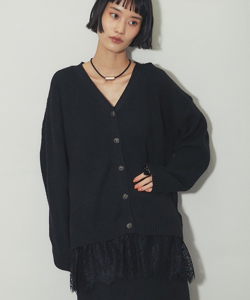 ANOTHER S(アナザーエス)の「レース裾ニットカーディガン(カーディガン/ボレロ・レディース・ブラウン/グレー/ブラック・FREE)」の4枚目の写真