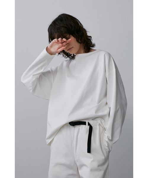Y(ワイ)の「Y / ORGANIC COTTON JERSEY BOAT NECK P/O(Tシャツ/カットソー・メンズ・ホワイト/ネイビー・SMALL/MEDIUM)」の3枚目の写真