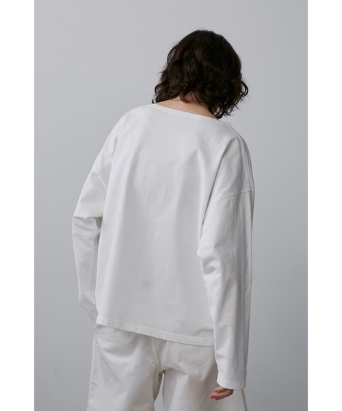Y(ワイ)の「Y / ORGANIC COTTON JERSEY BOAT NECK P/O(Tシャツ/カットソー・メンズ・ホワイト/ネイビー・SMALL/MEDIUM)」の6枚目の写真