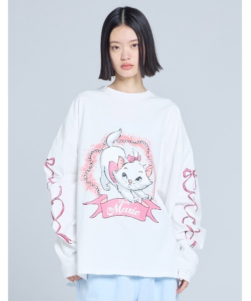 Little sunny bite(リトルサニーバイト)の「【8】【it】【little sunny bite Disney collection】little sunny bite ★ Disney marie long tee(Tシャツ/カットソー・レディース・ピンク/ブラック/ホワイト・MEDIUM/SMALL)」の4枚目の写真