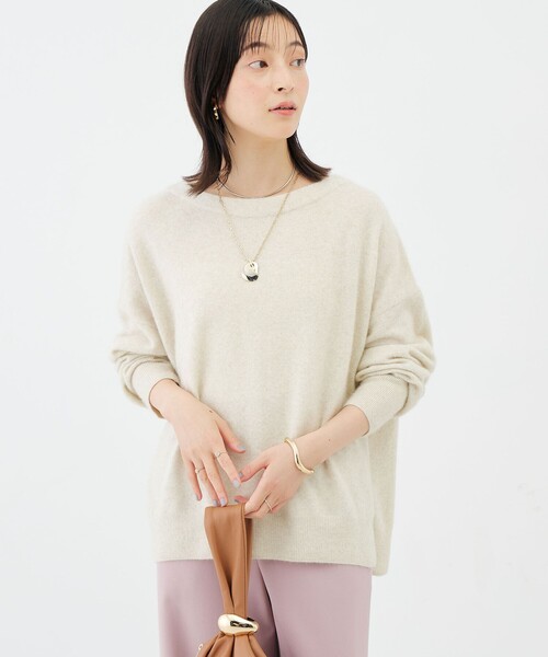 NOLLEY’S(ノーリーズ)の「《手洗い可能》ウォッシャブルヘアリーボートネックプルオーバー(ニット/セーター・レディース・ラベンダー/ベージュ/ネイビー/ライトグレー・FREE)」の3枚目の写真