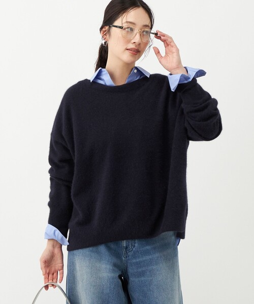 NOLLEY’S(ノーリーズ)の「《手洗い可能》ウォッシャブルヘアリーボートネックプルオーバー(ニット/セーター・レディース・ラベンダー/ベージュ/ネイビー/ライトグレー・FREE)」の1枚目の写真