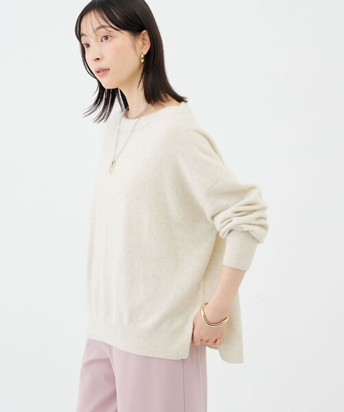 NOLLEY’S(ノーリーズ)の「《手洗い可能》ウォッシャブルヘアリーボートネックプルオーバー(ニット/セーター・レディース・ラベンダー/ベージュ/ネイビー/ライトグレー・FREE)」の10枚目の写真