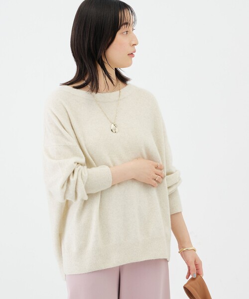 NOLLEY’S(ノーリーズ)の「《手洗い可能》ウォッシャブルヘアリーボートネックプルオーバー(ニット/セーター・レディース・ラベンダー/ベージュ/ネイビー/ライトグレー・FREE)」の14枚目の写真