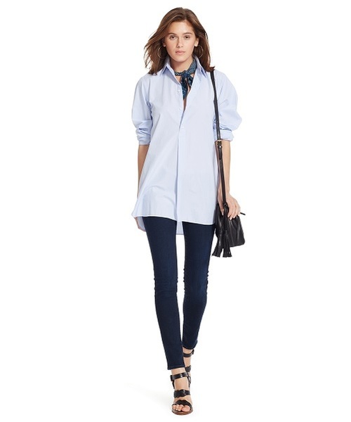 【RALPH LAUREN】コットンチュニックシャツ★国内発 セール】 ストライプド ジャカード チュニック シャツ （シャツ
